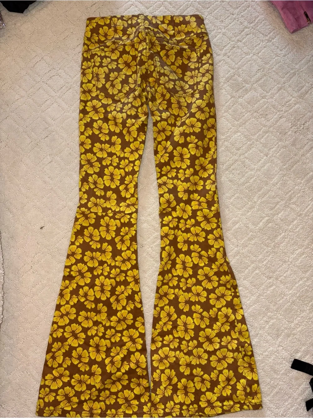 Free people Yellow Floral Flare Jeans - Women
